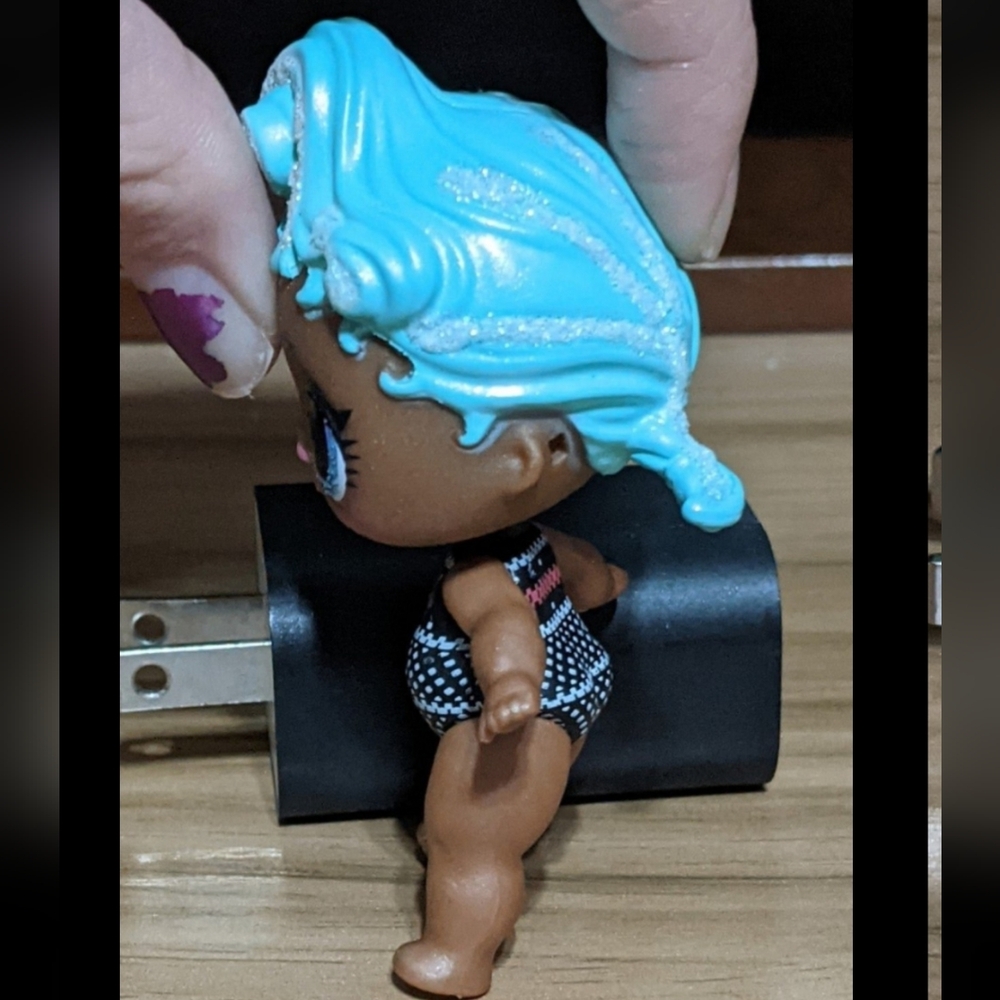 Blue-Haired Doll with Black and White Outfit - Picture 2 of 7